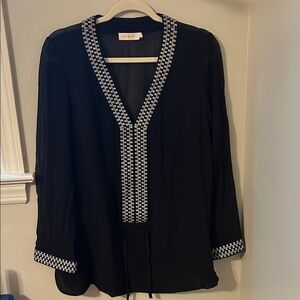 Tory Burch Black Blouse with White Trim